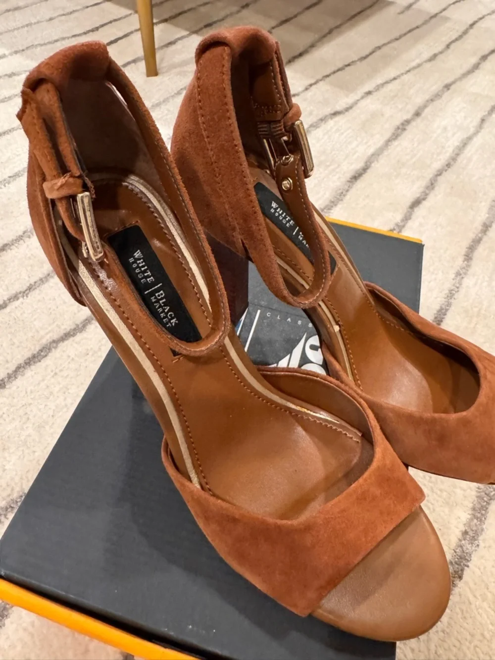 White House Black Market Brown Suede Ankle-Strap Heels - Picture 4 of 4